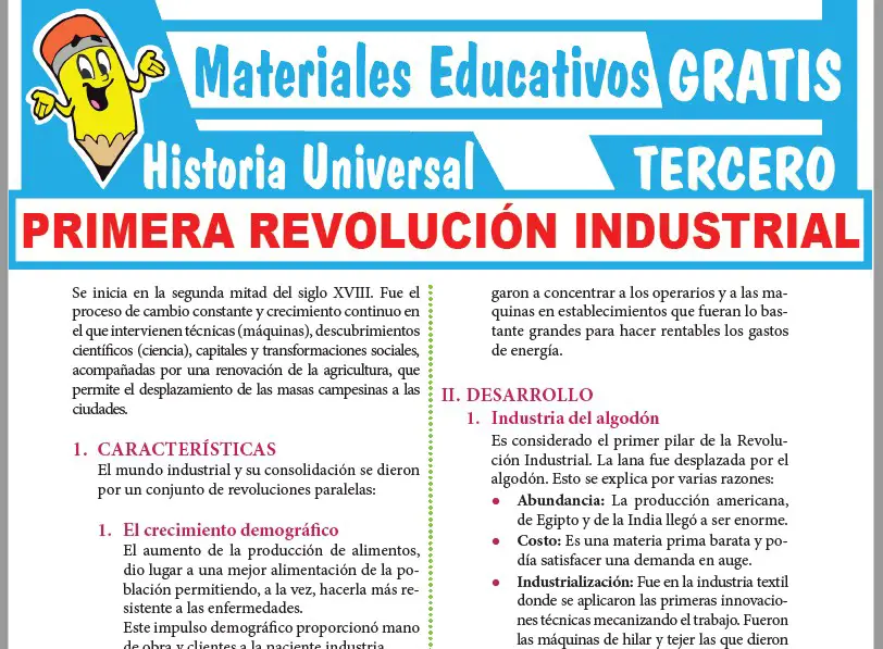 Ficha de Primera Revolución Industrial para Tercer Grado de Secundaria