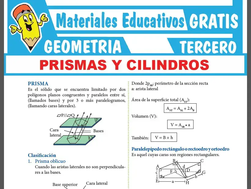 Prismas y Cilindros para Tercer Grado de Secundaria