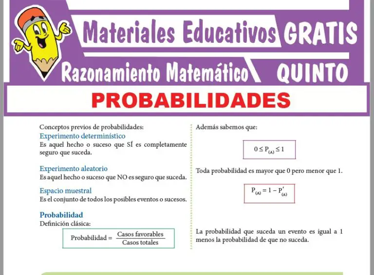 Probabilidades para Quinto Grado de Secundaria ≫ Fichas GRATIS
