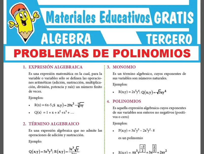 Problemas de Polinomios para Tercer Grado de Secundaria