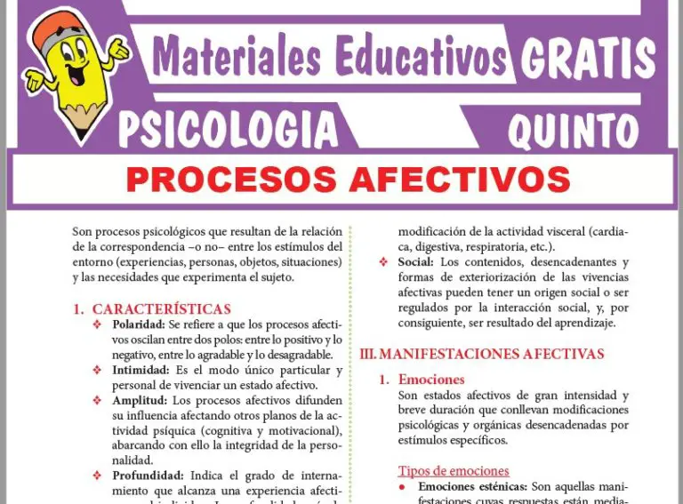 Procesos Afectivos Para Quinto Grado De Secundaria ≫ GRATIS