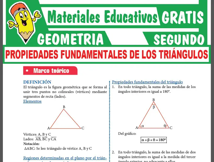 Propiedades Fundamentales de los Triángulos para Segundo Grado de Secundaria
