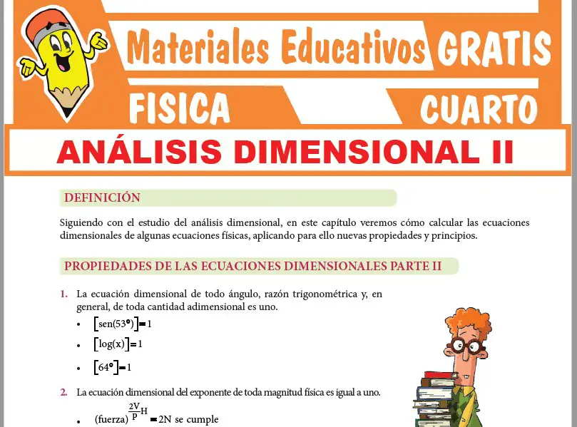 Ficha de Propiedades de las Ecuaciones Dimensionales para Cuarto Grado de Secundaria