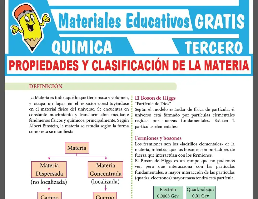 Propiedades y Clasificación de la materia para Tercer Grado de Secundaria