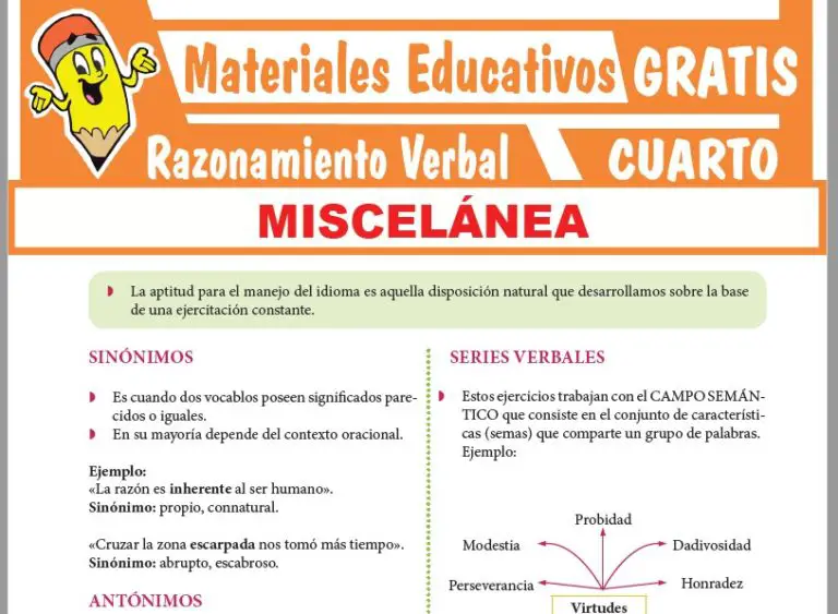 RAZONAMIENTO VERBAL ≫ Cuarto de Secundaria ≫ 28 Fichas
