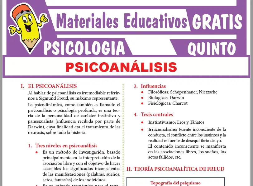 Ficha de Psicoanálisis para Quinto Grado de Secundaria