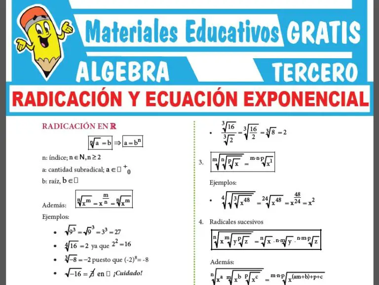 Radicación Y Ecuación Exponencial Para Tercer Grado De Secundaria