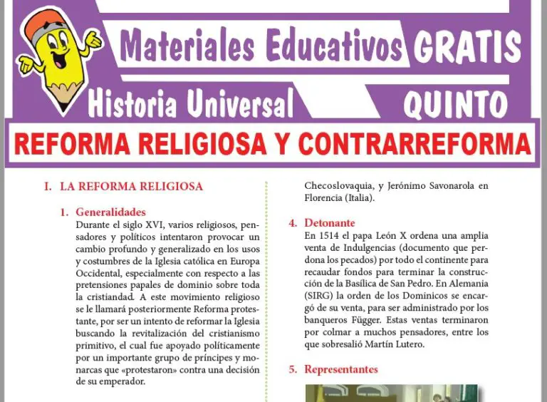 Reforma Religiosa Y Contrarreforma Para Quinto Grado De Secundaria