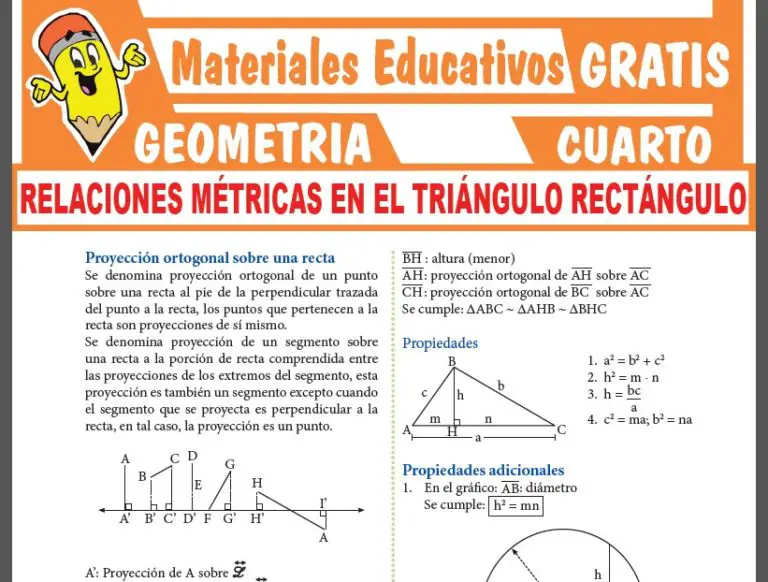 Relaciones Métricas En El Triángulo Rectángulo Para Cuarto Grado