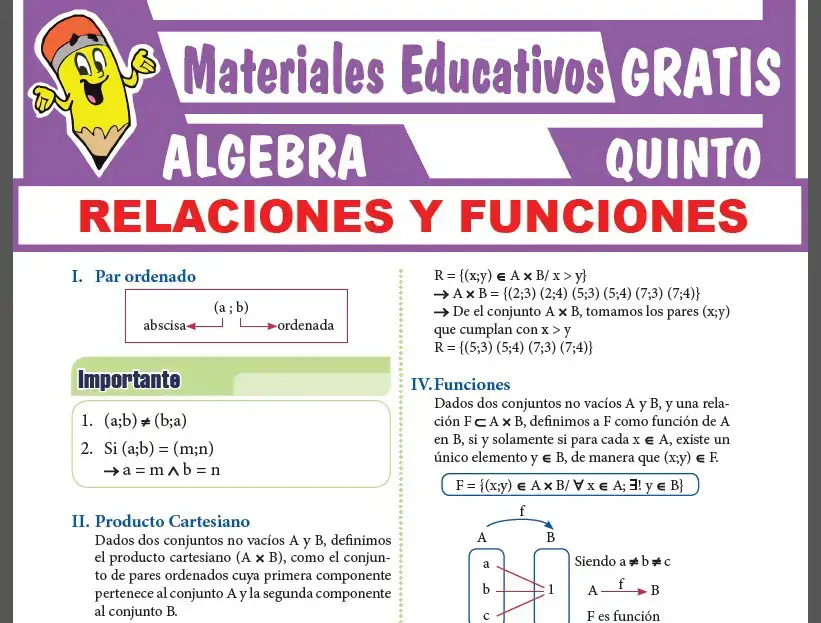 Relaciones y Funciones para Quinto Grado de Secundaria