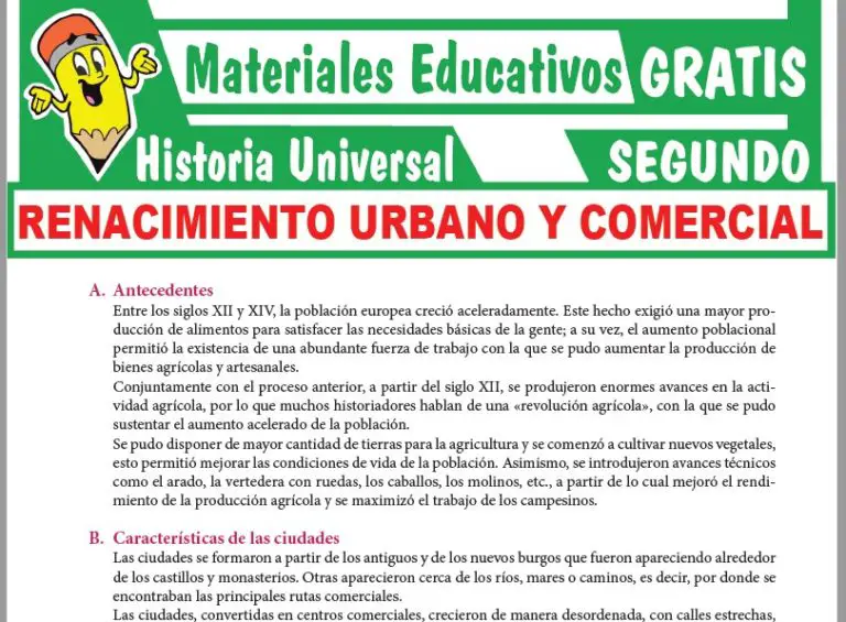 Renacimiento Urbano Y Comercial Para Segundo Grado De Secundaria