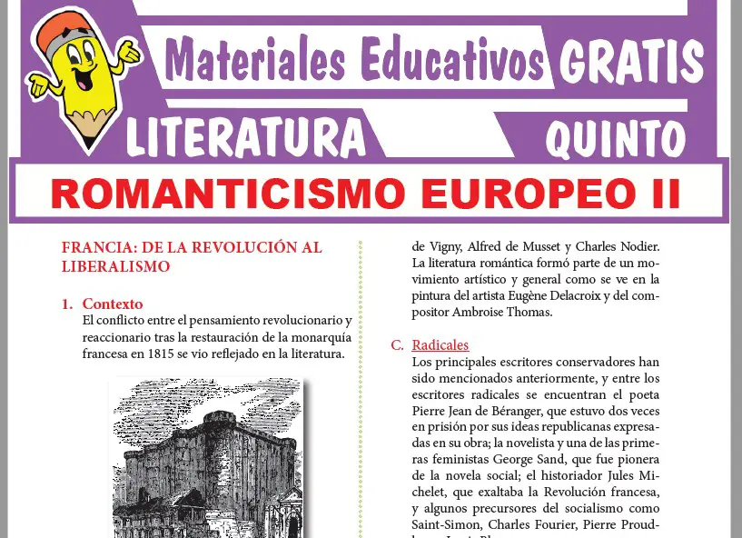 Ficha de Romanticismo Europeo II para Quinto Grado de Secundaria