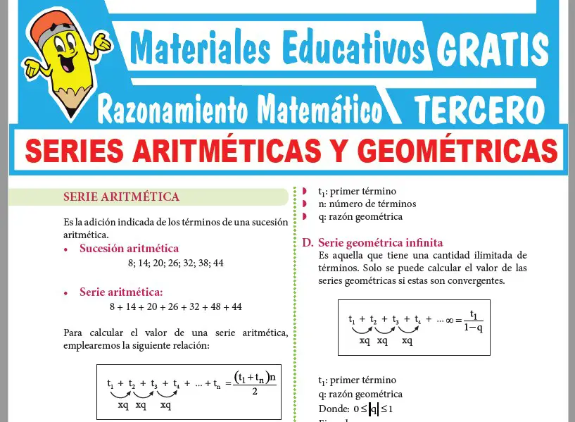 Ficha de Serie Aritmética y Geométrica para Tercer Grado de Secundaria