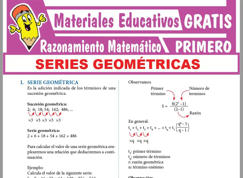 Ficha de Serie Geométrica para Primer Grado de Secundaria