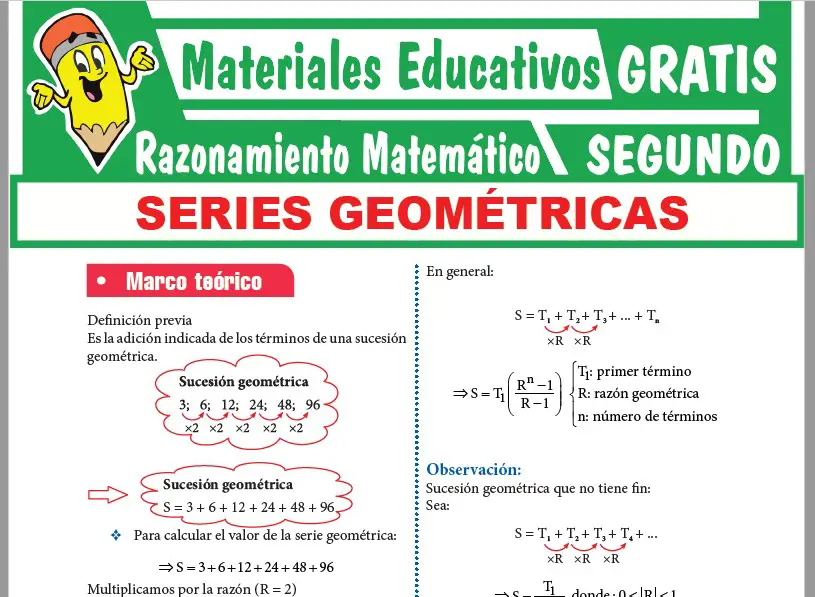 Ficha de Series Geométricas para Segundo Grado de Secundaria
