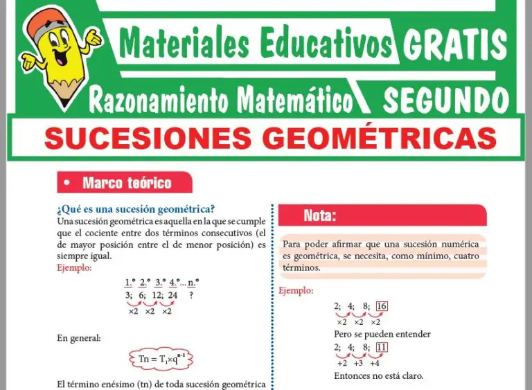 Sucesiones Geométricas Para Segundo Grado De Secundaria ≫ GRATIS