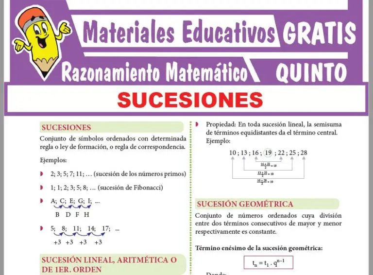 Sucesiones Para Quinto Grado De Secundaria ≫ Fichas GRATIS