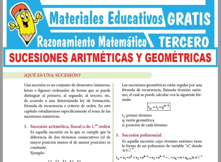 Sucesión Aritmética Y Geométrica Para Tercer Grado De Secundaria 0645