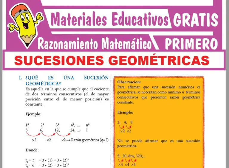 Sucesión Geométrica Para Primer Grado De Secundaria ≫ GRATIS