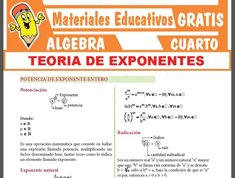 Teoría de Exponentes para Cuarto Grado de Secundaria