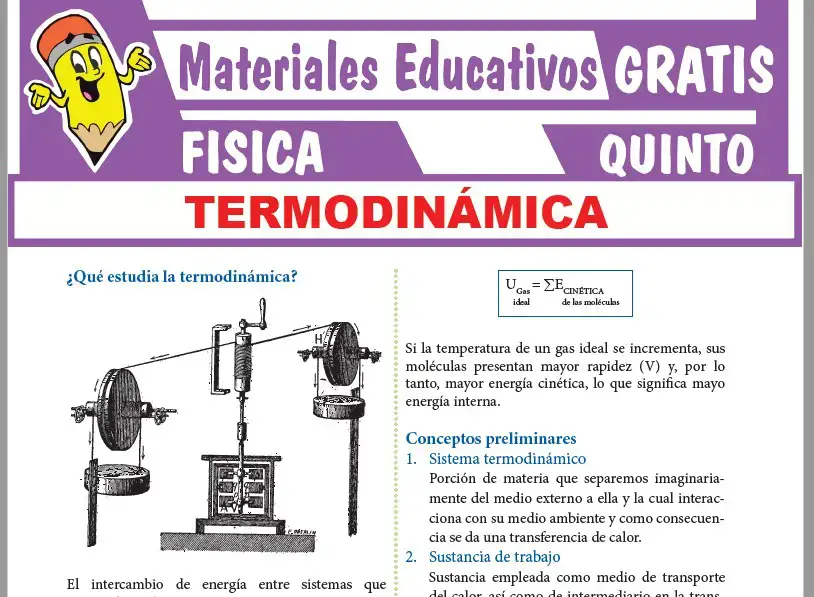 Ficha de Termodinámica para Quinto Grado de Secundaria