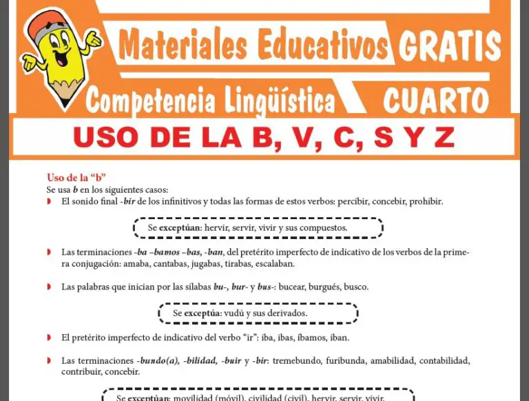 Uso De La B, V, C, S Y Z Para Cuarto Grado De Secundaria ≫ Materiales