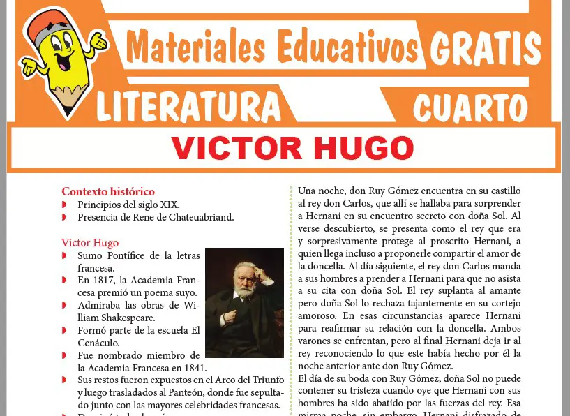 Ficha de Victor Hugo para Cuarto Grado de Secundaria