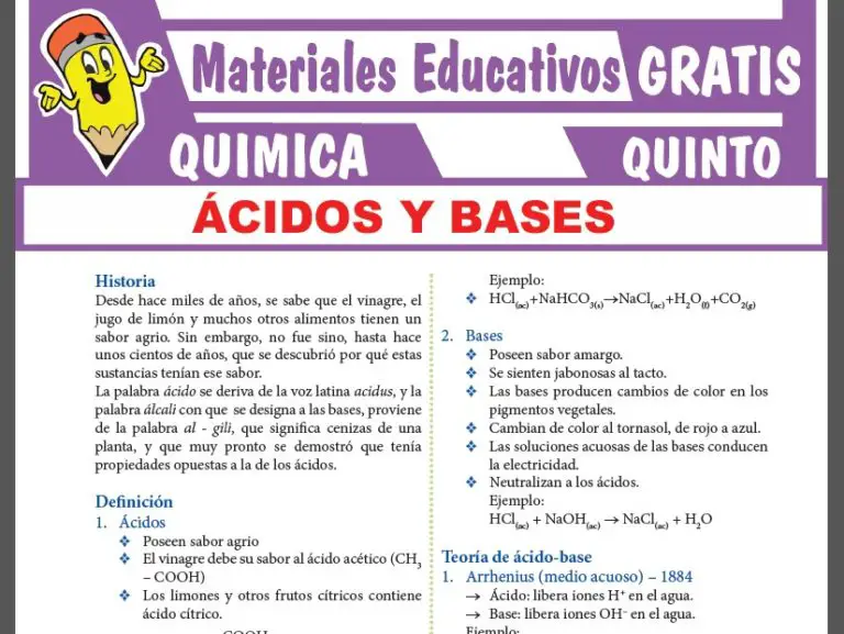 Ácidos y bases para quinto grado de secundaria materiales educativos