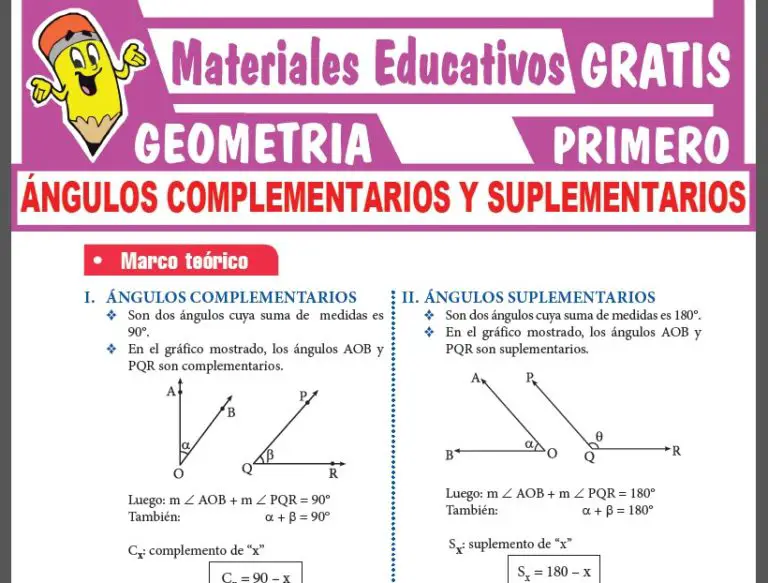 Ángulos Complementarios Y Suplementarios Para Primer Grado